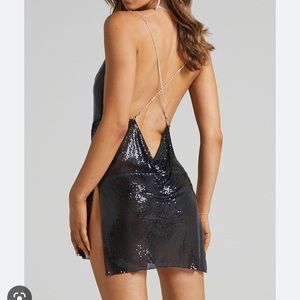 Showpo Cowl Strap Mesh Mini Dress. Size S